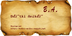 Bátki Anikó névjegykártya