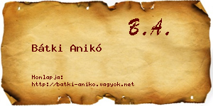 Bátki Anikó névjegykártya